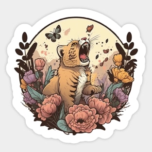 Roaring Water Colour Lion Sticker